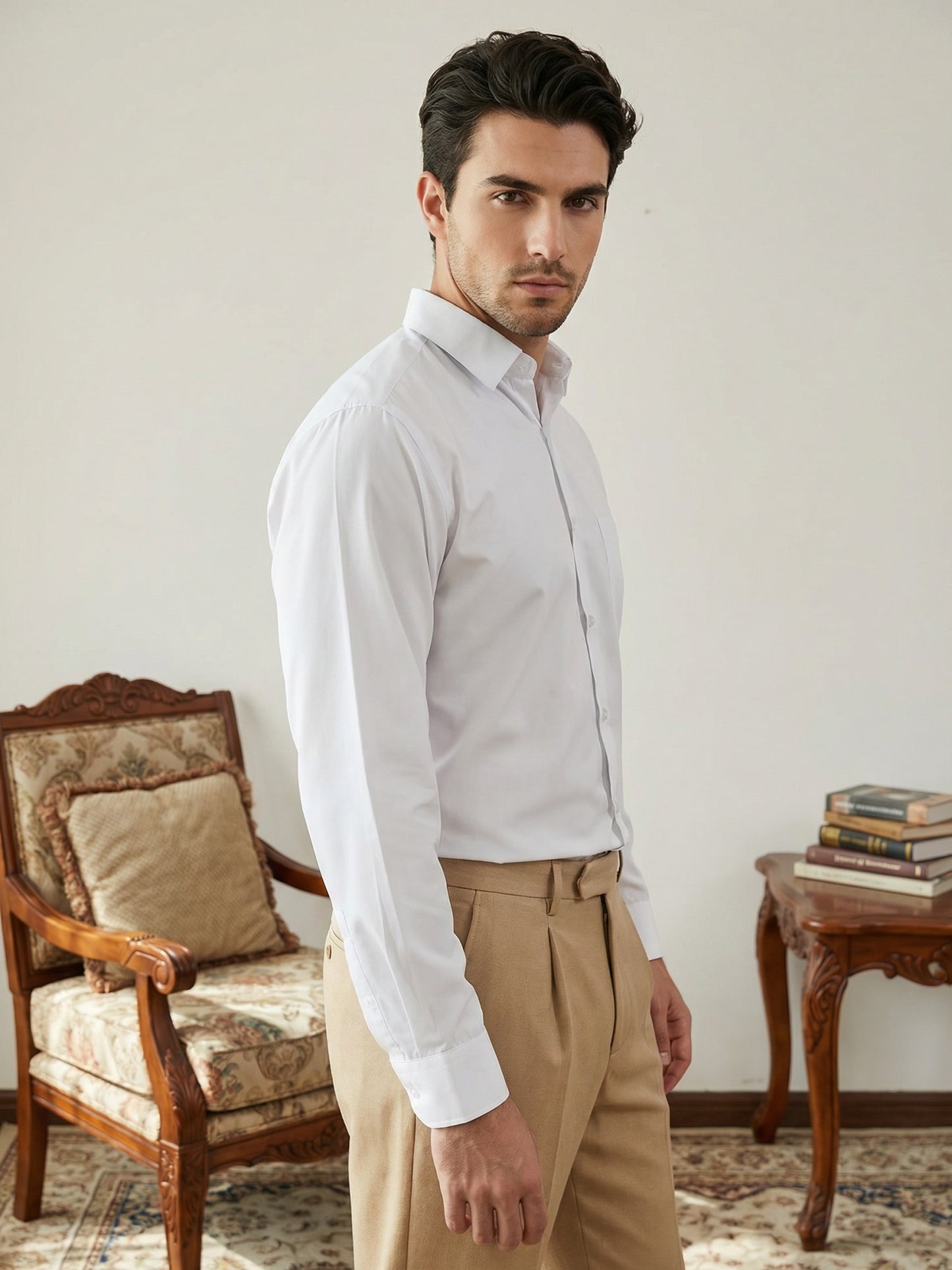 Men’s Classic Solid Formal Wear Shirt ( RDSH 037White )