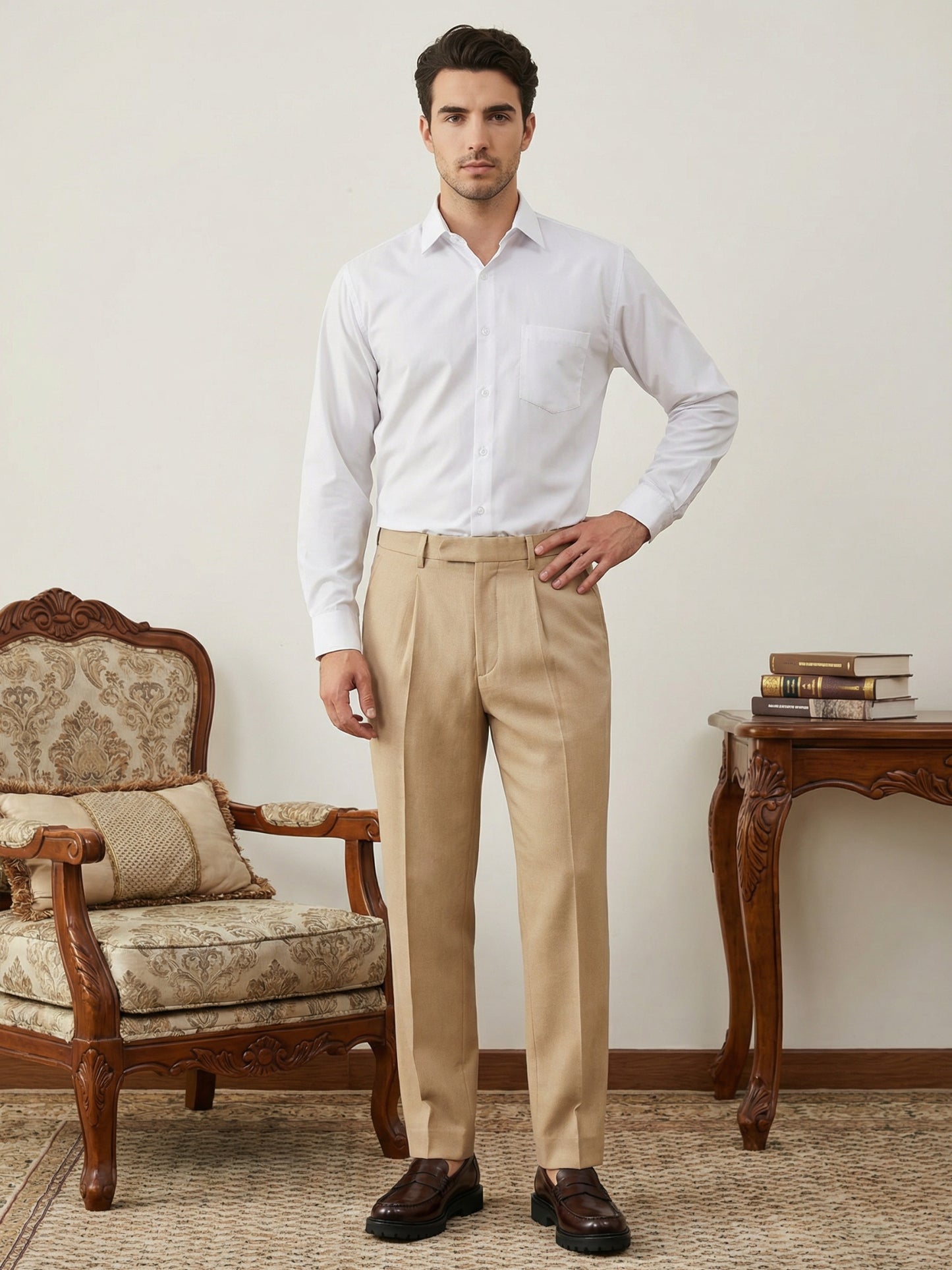 Men’s Classic Solid Formal Wear Shirt ( RDSH 037White )