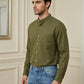 Cotton Blend Solid Formal Shirt for Men ( RDSH 039Olive )