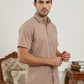 Men's Solid Cotton Blend Half Sleeve Shirt ( RDSH 040Peach )