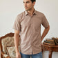 Men's Solid Cotton Blend Half Sleeve Shirt ( RDSH 040Peach )