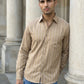Men’s Vertical Striped Regular Fit Casual Shirt ( RDSH 041Beige )