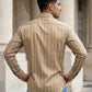Men’s Vertical Striped Regular Fit Casual Shirt ( RDSH 041Beige )