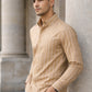 Men’s Vertical Striped Regular Fit Casual Shirt ( RDSH 041Beige )