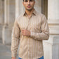 Men’s Vertical Striped Regular Fit Casual Shirt ( RDSH 041Beige )