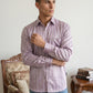 Men’s Vertical Striped Regular Fit Casual Shirt ( RDSH 041Purple )