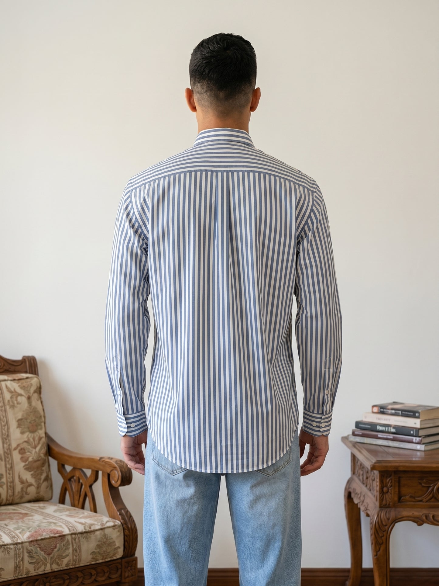 Men’s Pure Cotton Striped Casual Shirt ( RDSH 042Blue )