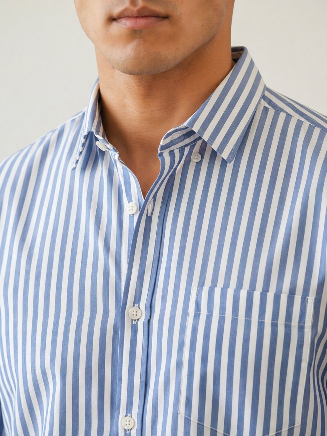 Men’s Pure Cotton Striped Casual Shirt ( RDSH 042Blue )