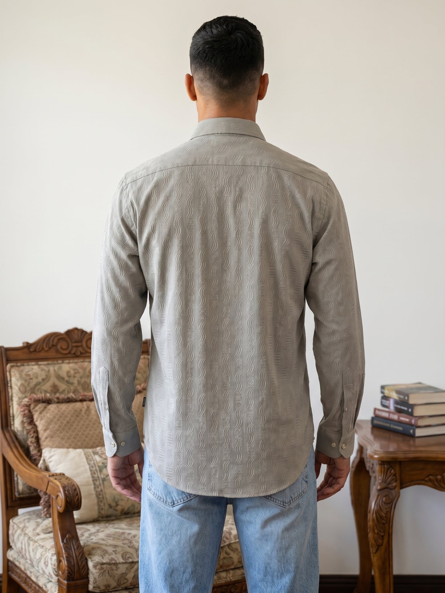 Men’s Textured Corduroy Woven Casual Shirt ( RDSH 043Grey )