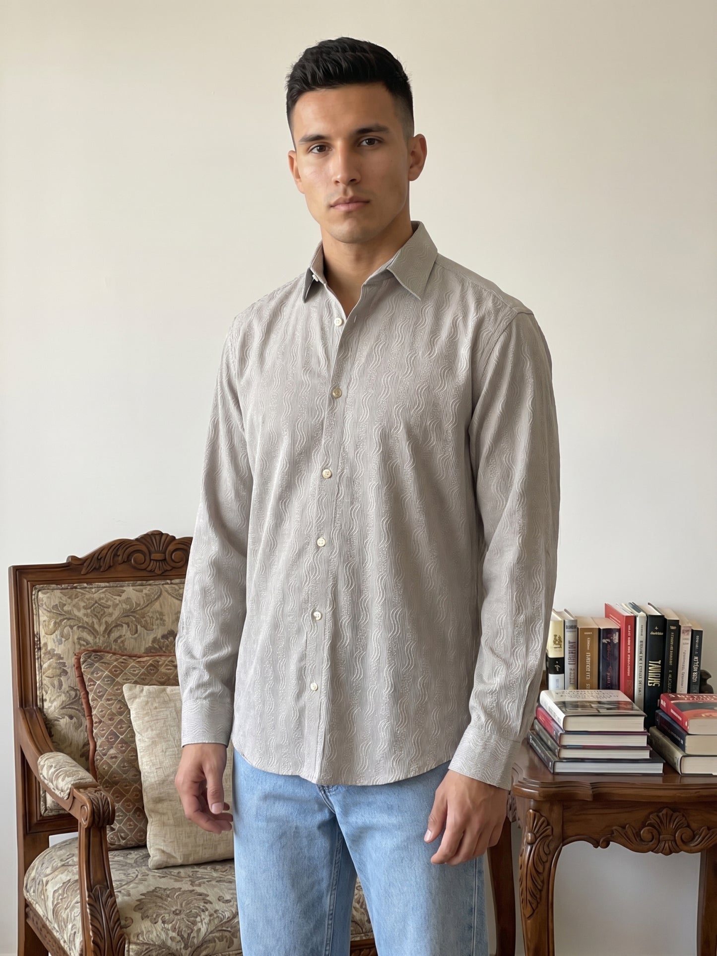 Men’s Textured Corduroy Woven Casual Shirt ( RDSH 043Grey )