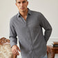 Men’s Wrinkle Textured Cotton Blend Casual Shirt ( RDSH 044Grey )