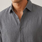 Men’s Wrinkle Textured Cotton Blend Casual Shirt ( RDSH 044Grey )