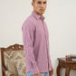 Men’s Wrinkle Textured Cotton Blend Casual Shirt ( RDSH 044Magenta )