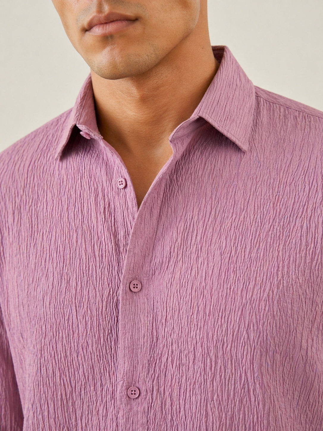 Men’s Wrinkle Textured Cotton Blend Casual Shirt ( RDSH 044Magenta )