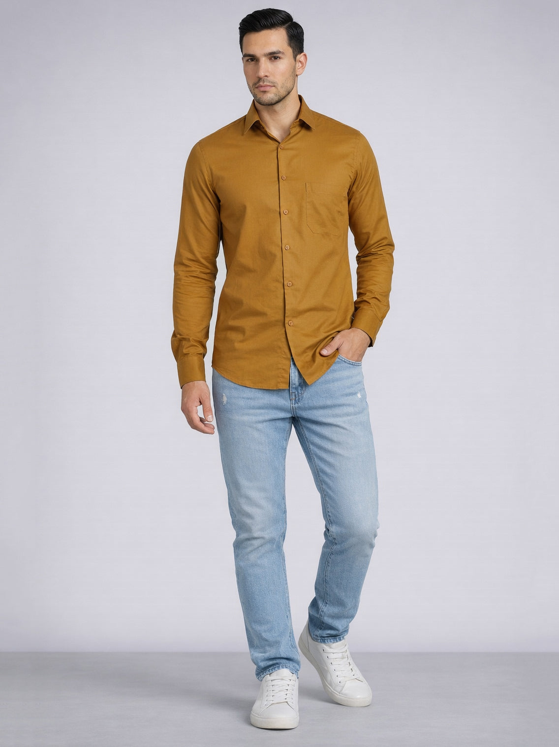 Cotton Solid Casual Shirt for Mens. ( RDSH 361Mustard )