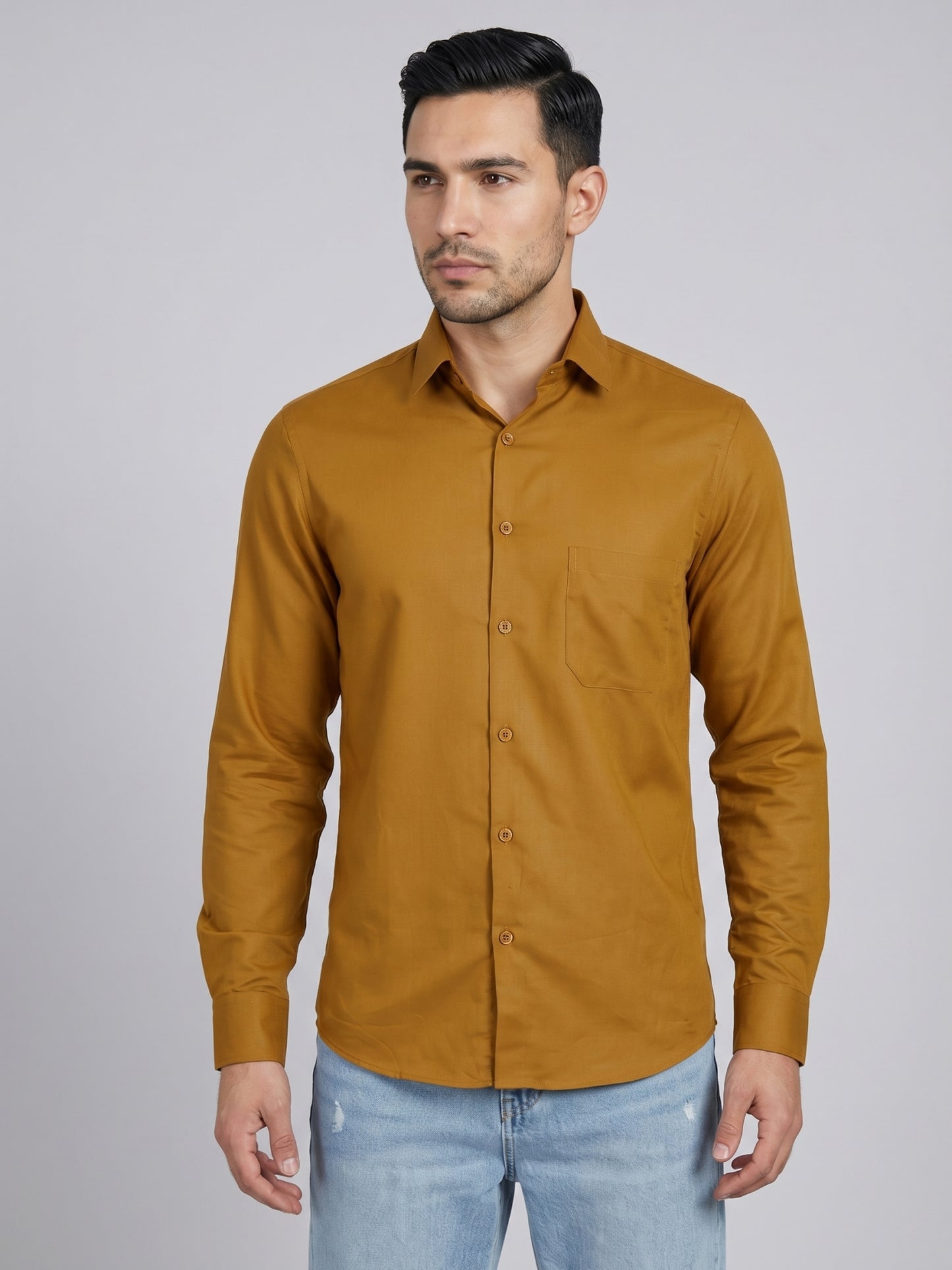 Cotton Solid Casual Shirt for Mens. ( RDSH 361Mustard )