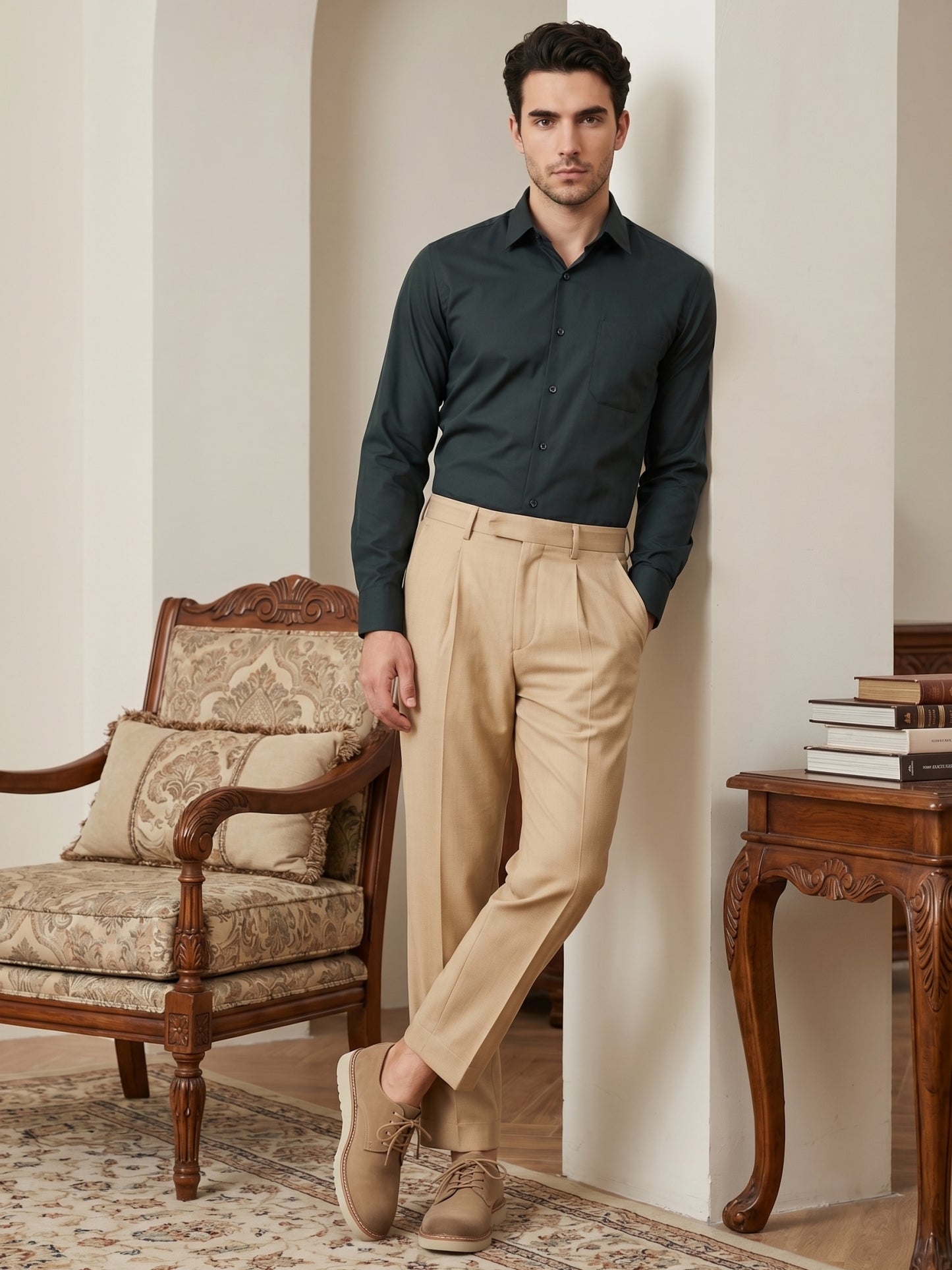 Men's Cotton Solid Formal Shirt ( RDSH 883Olive )
