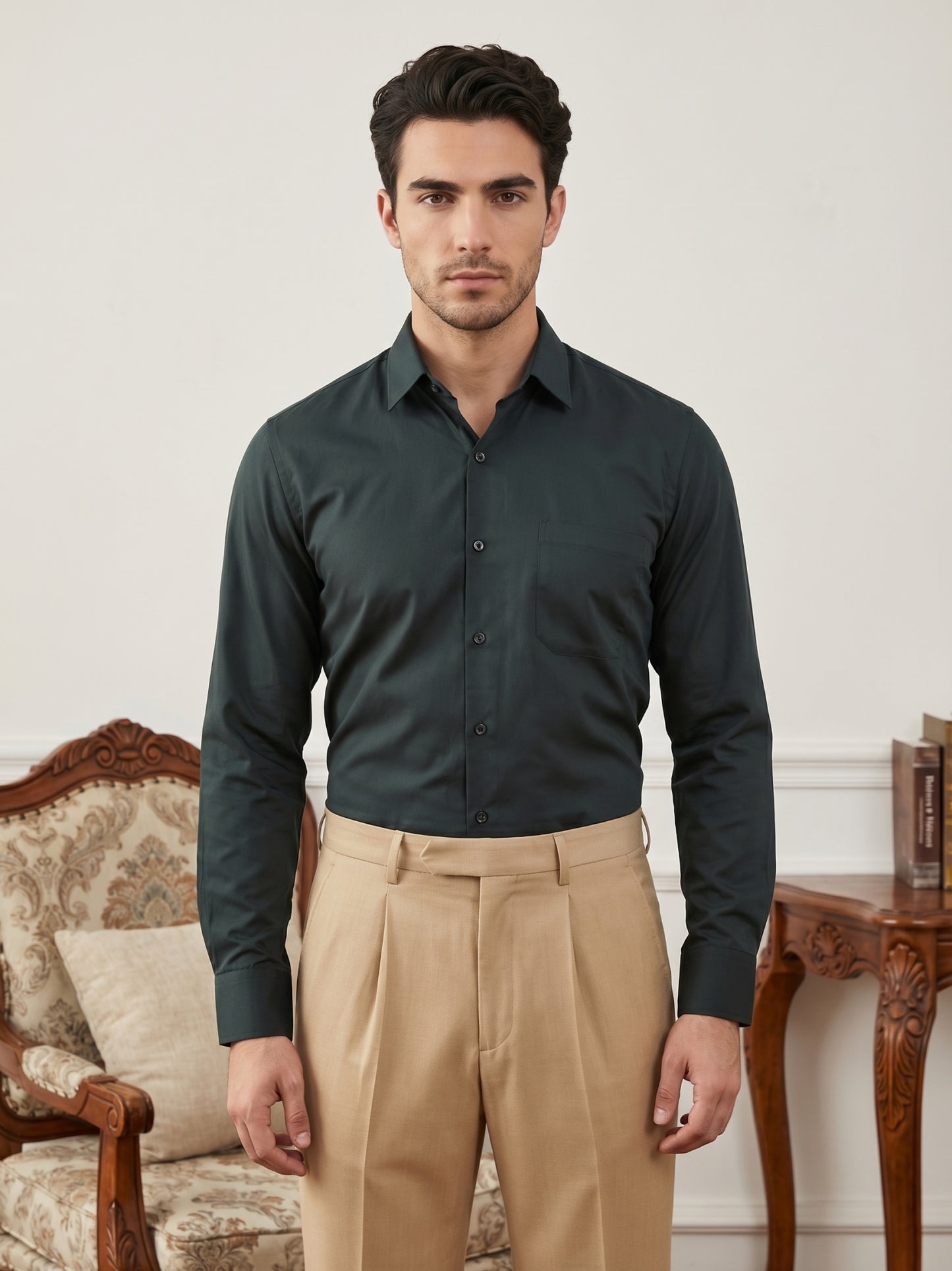 Men's Cotton Solid Formal Shirt ( RDSH 883Olive )