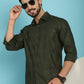 Olive Green Checked Casual Shirt