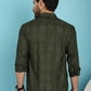 Olive Green Checked Casual Shirt
