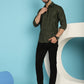 Olive Green Checked Casual Shirt