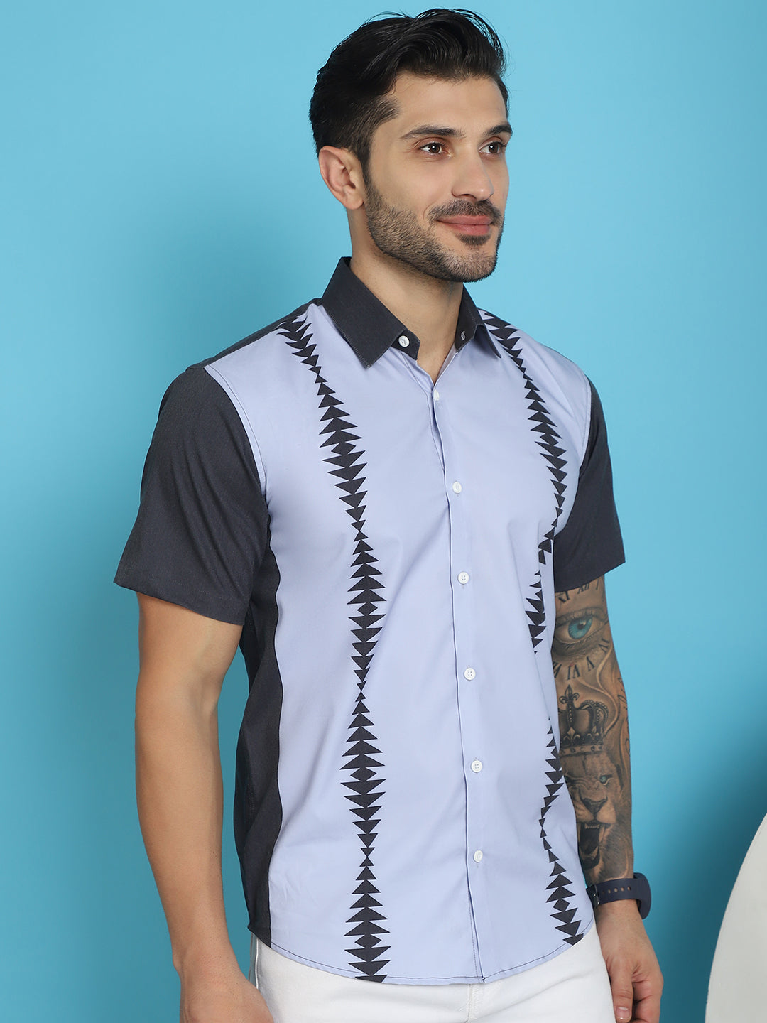 Printed Half Sleeve Lycra Shirt for Men