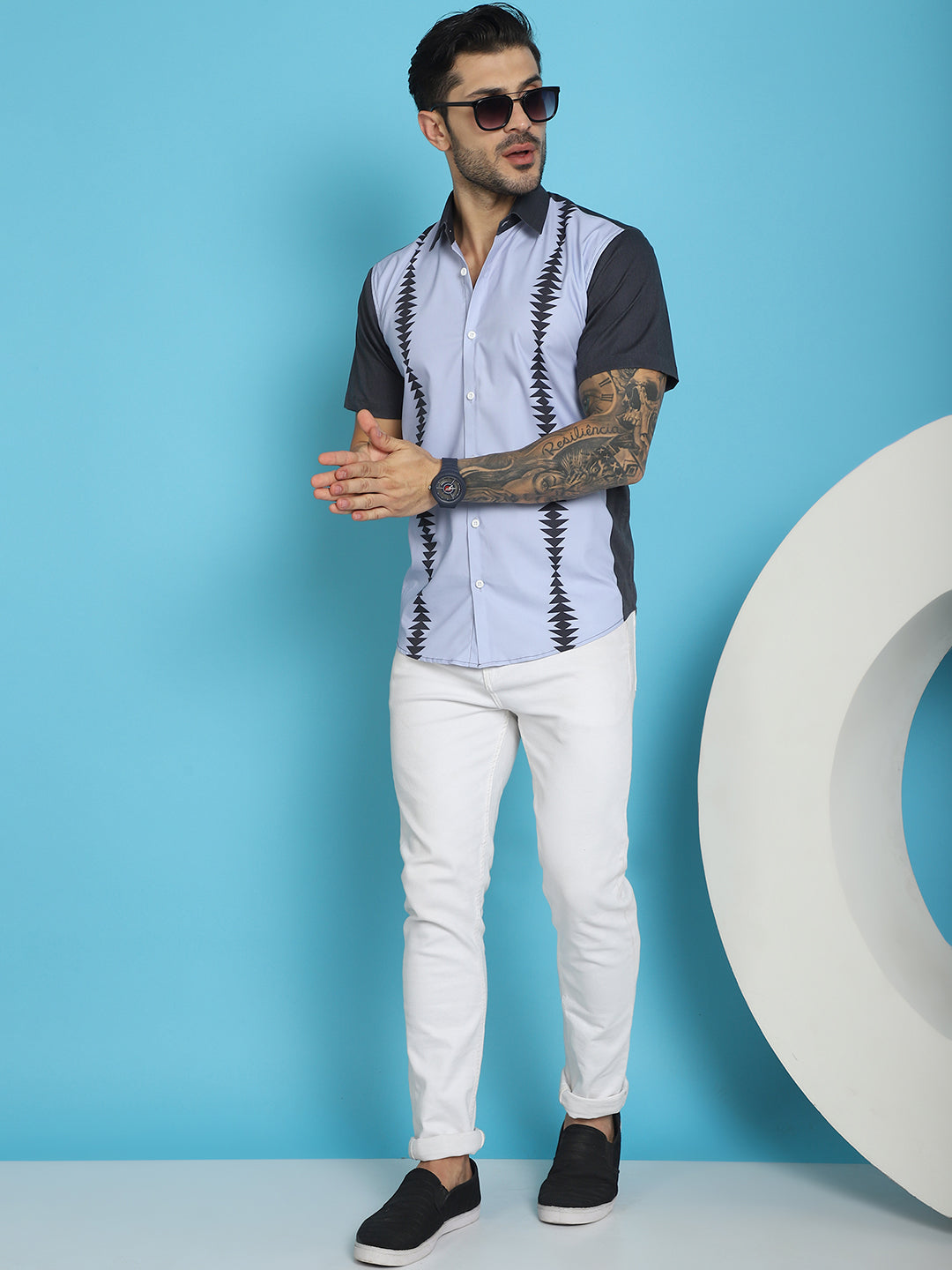 Printed Half Sleeve Lycra Shirt for Men