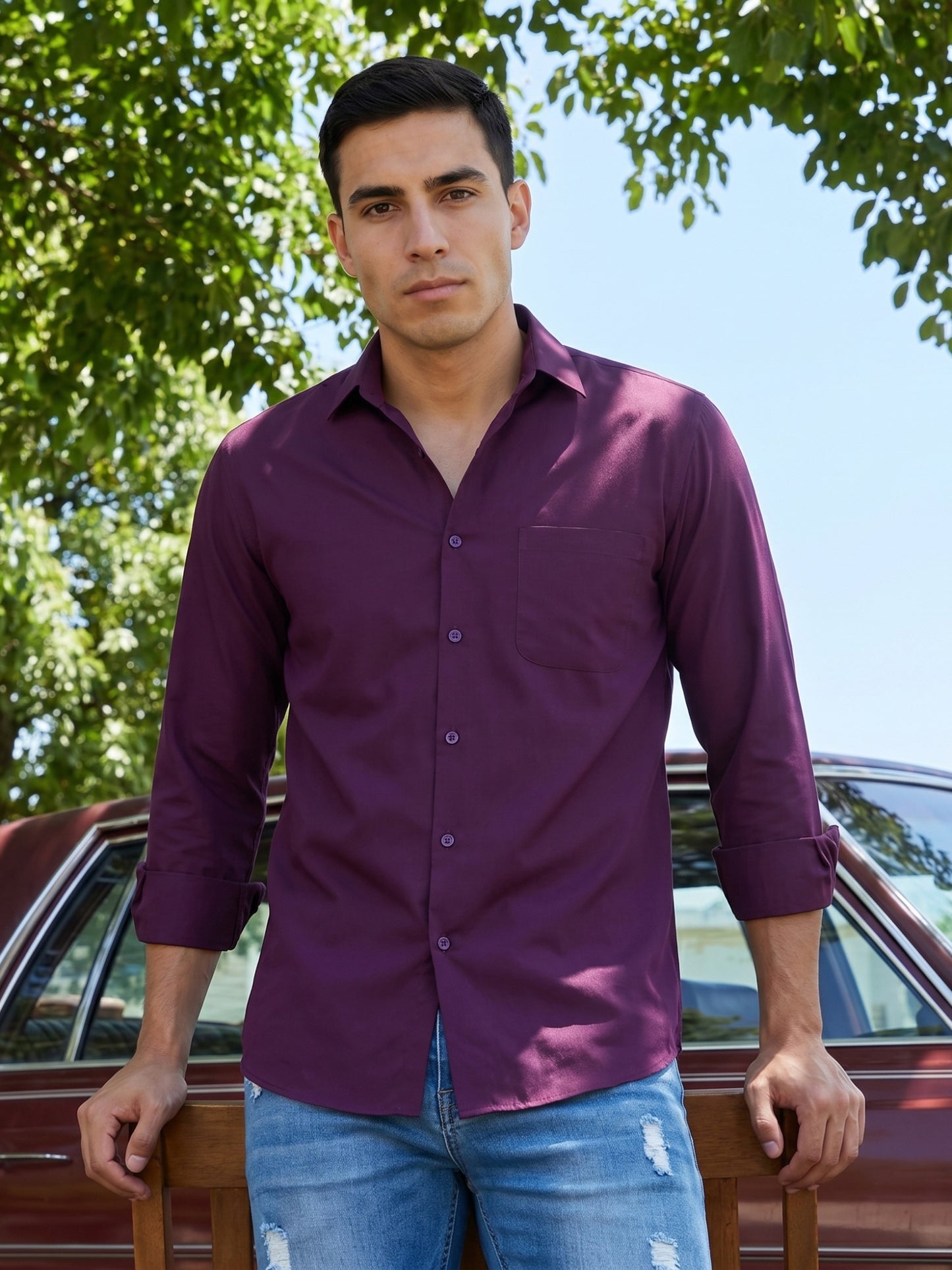 Cotton Solid Casual Shirt for Mens. ( RDSH 361Burgundy )