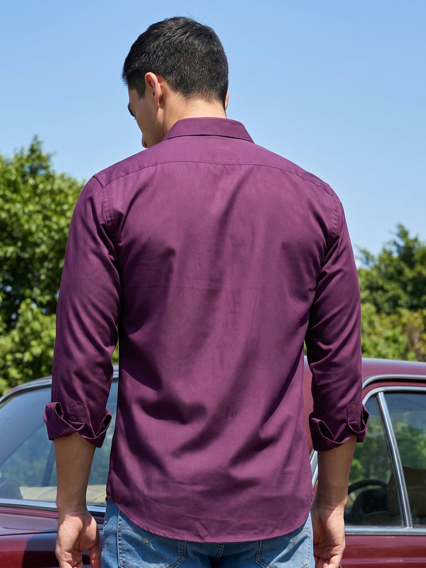 Cotton Solid Casual Shirt for Mens. ( RDSH 361Burgundy )