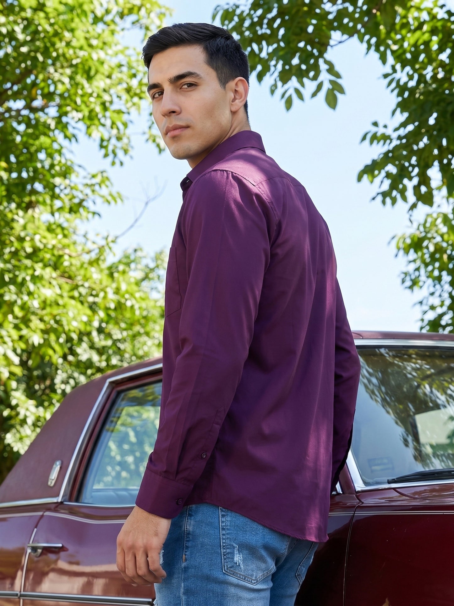Cotton Solid Casual Shirt for Mens. ( RDSH 361Burgundy )