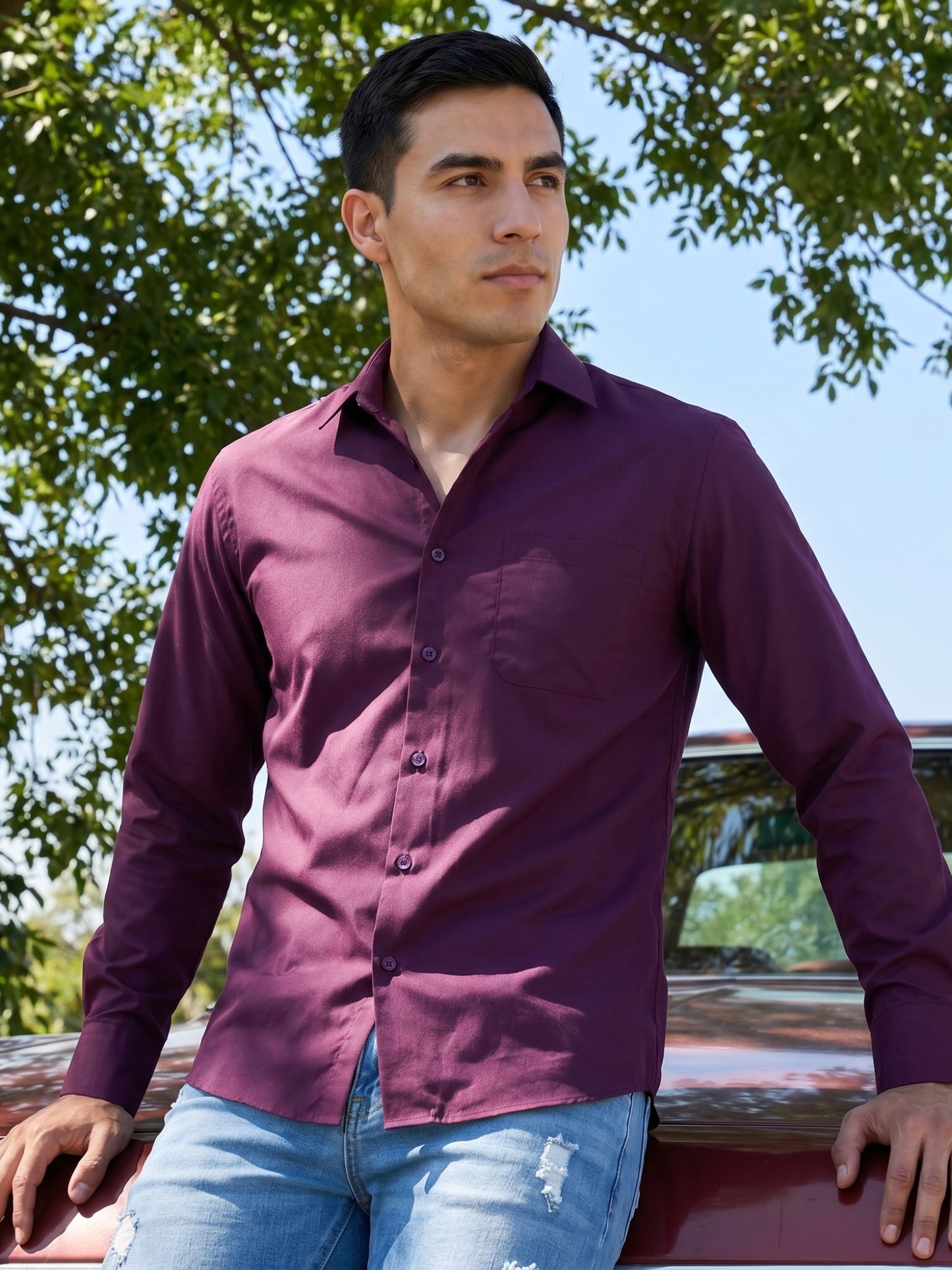 Cotton Solid Casual Shirt for Mens. ( RDSH 361Burgundy )