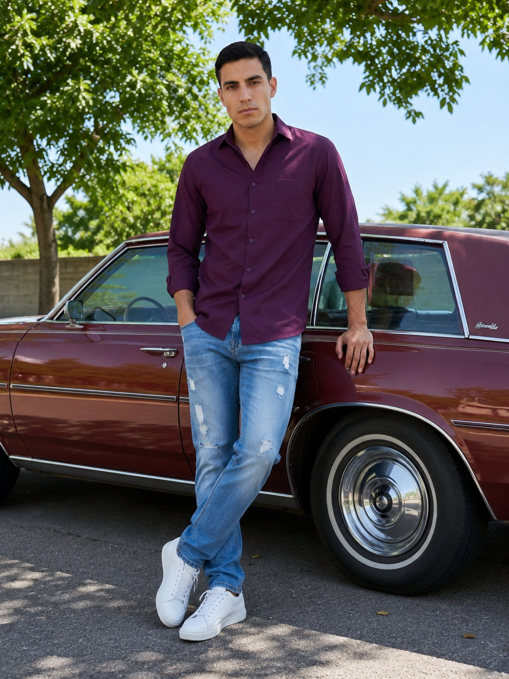 Cotton Solid Casual Shirt for Mens. ( RDSH 361Burgundy )