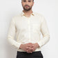 Indian Needle Men's Cotton Solid Cream Formal Shirt's