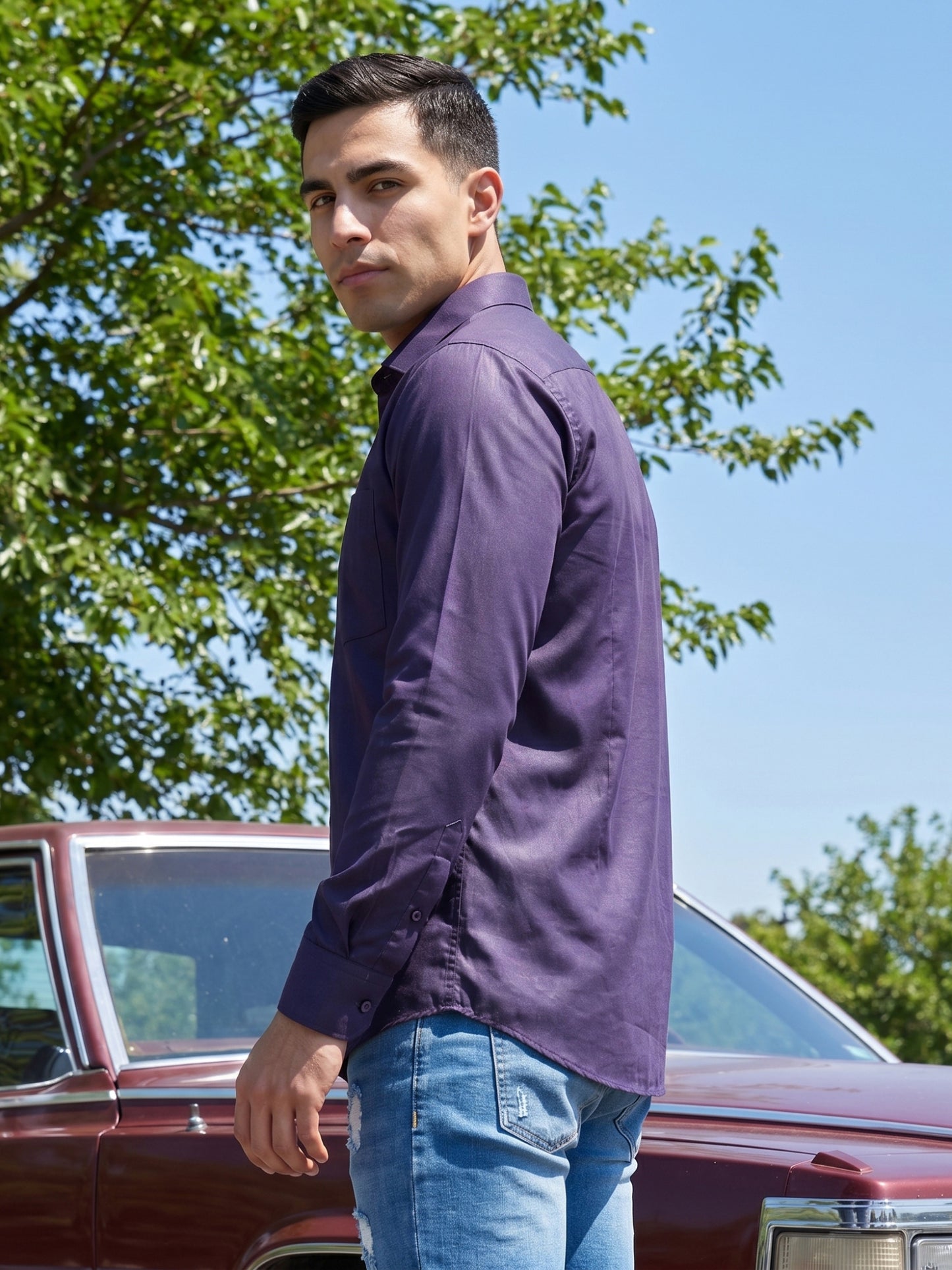 Cotton Solid Casual Shirt for Mens. ( RDSH 361Navy )