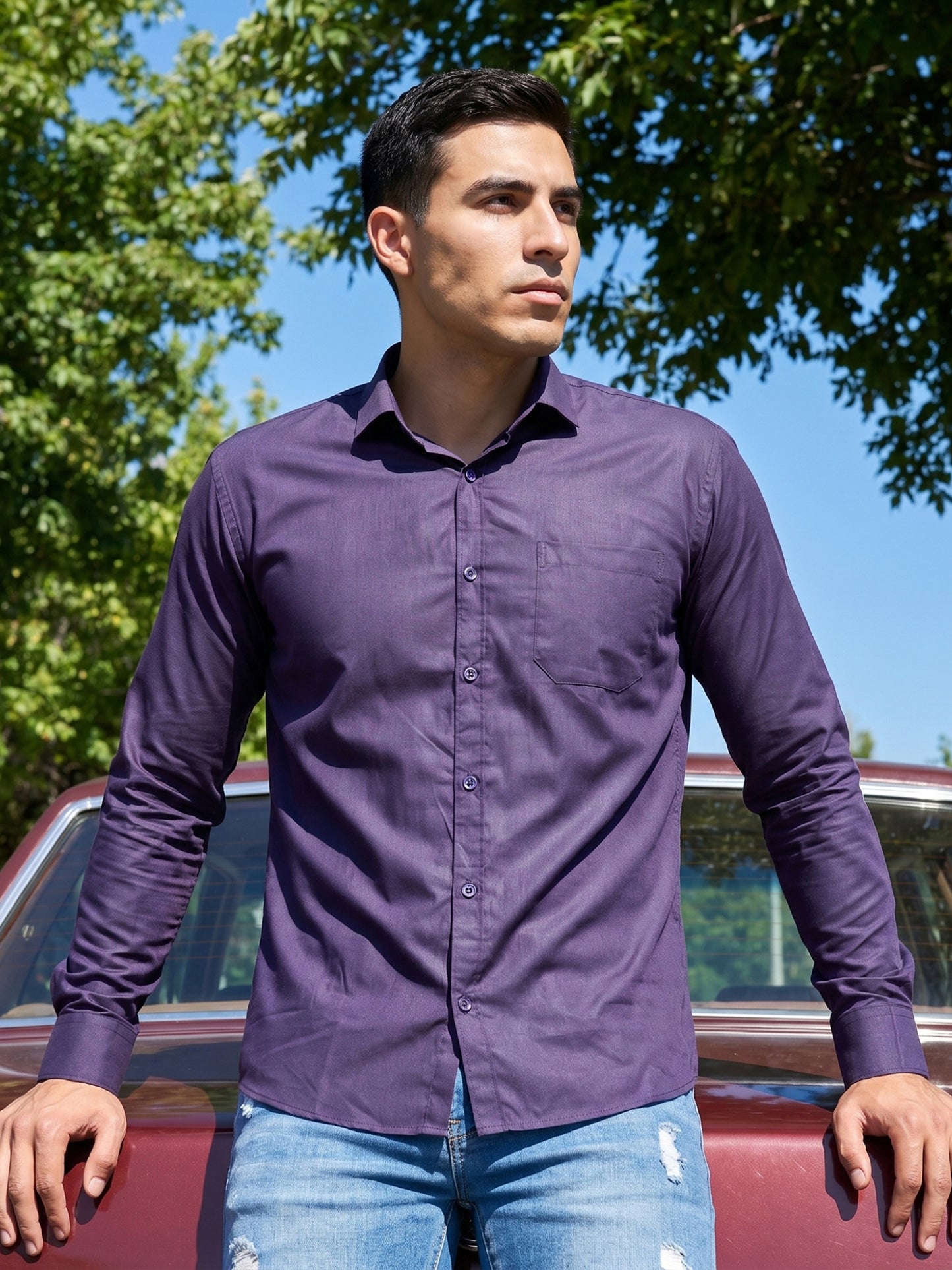 Cotton Solid Casual Shirt for Mens. ( RDSH 361Navy )