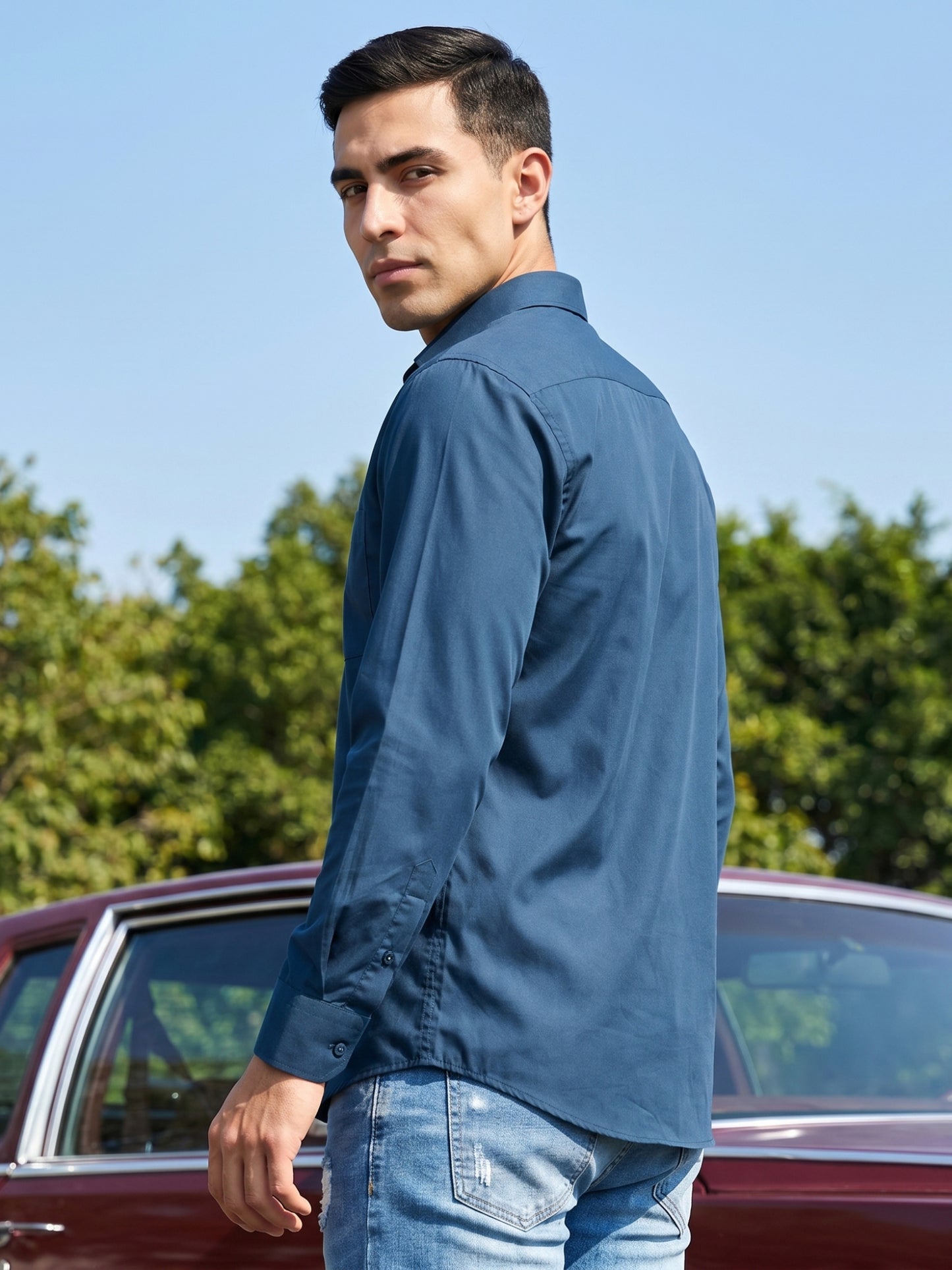 Cotton Solid Casual Shirt for Mens. ( RDSH 361Teal )