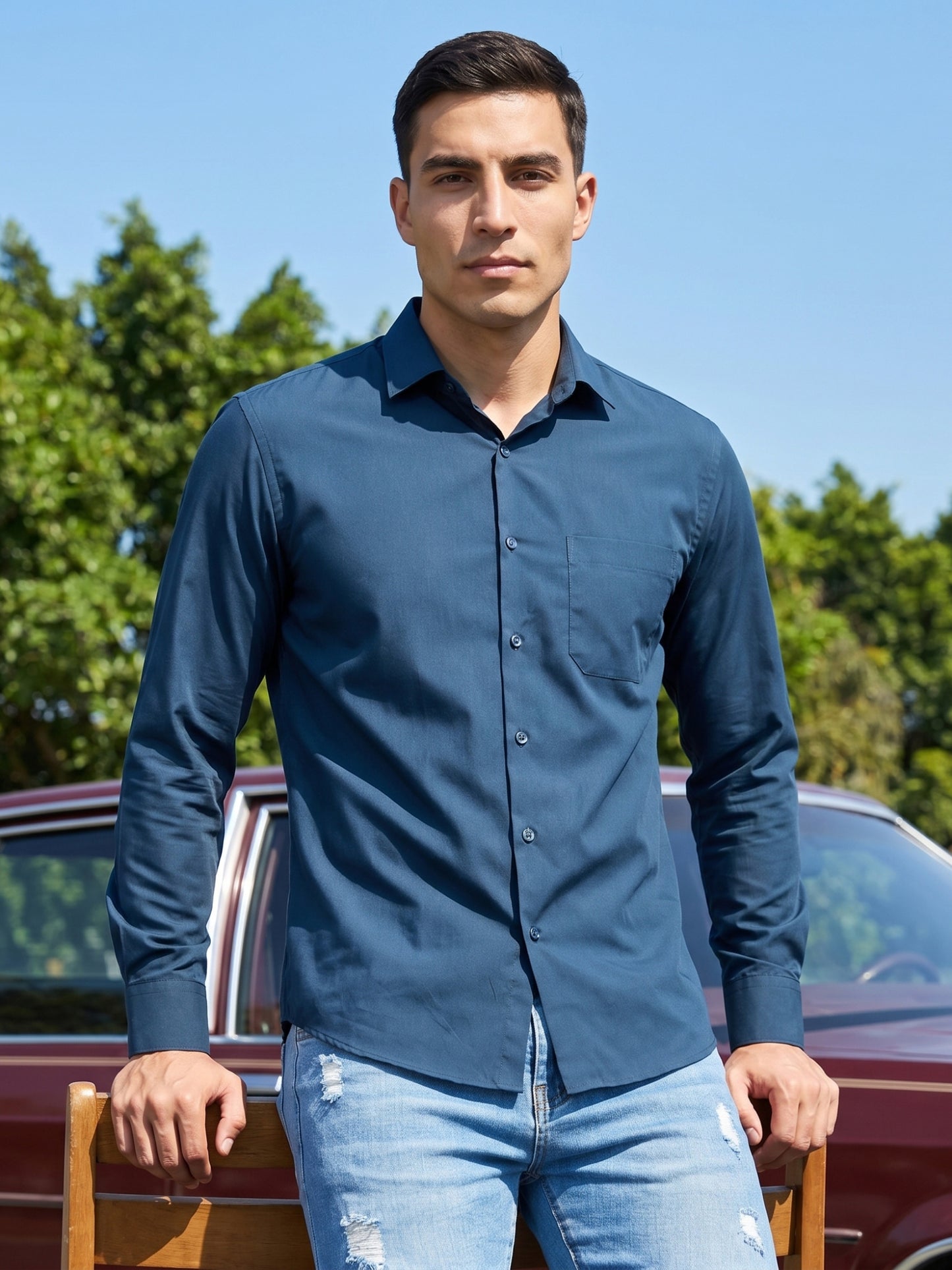 Cotton Solid Casual Shirt for Mens. ( RDSH 361Teal )