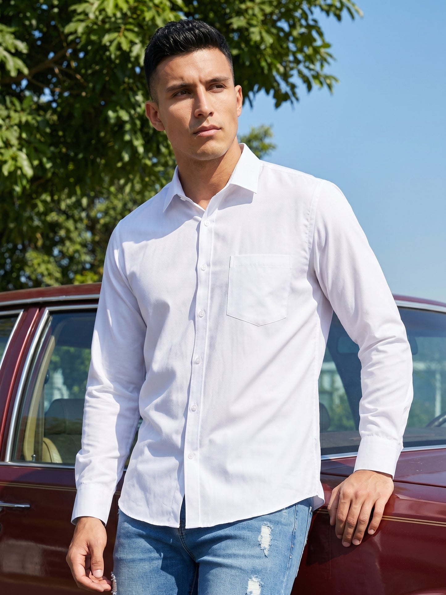 Cotton Solid Casual Shirt for Mens. ( RDSH 361White )