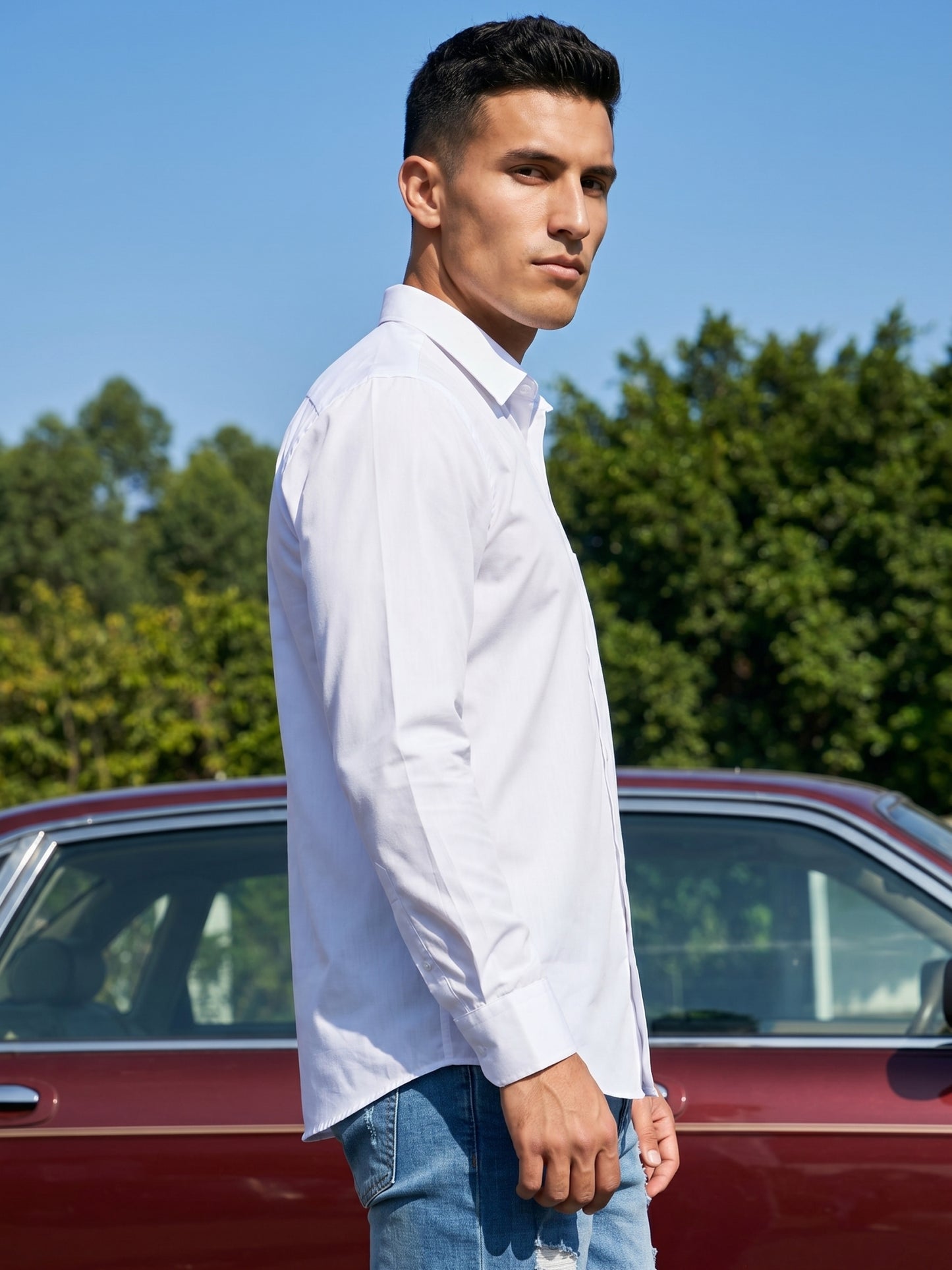 Cotton Solid Casual Shirt for Mens. ( RDSH 361White )