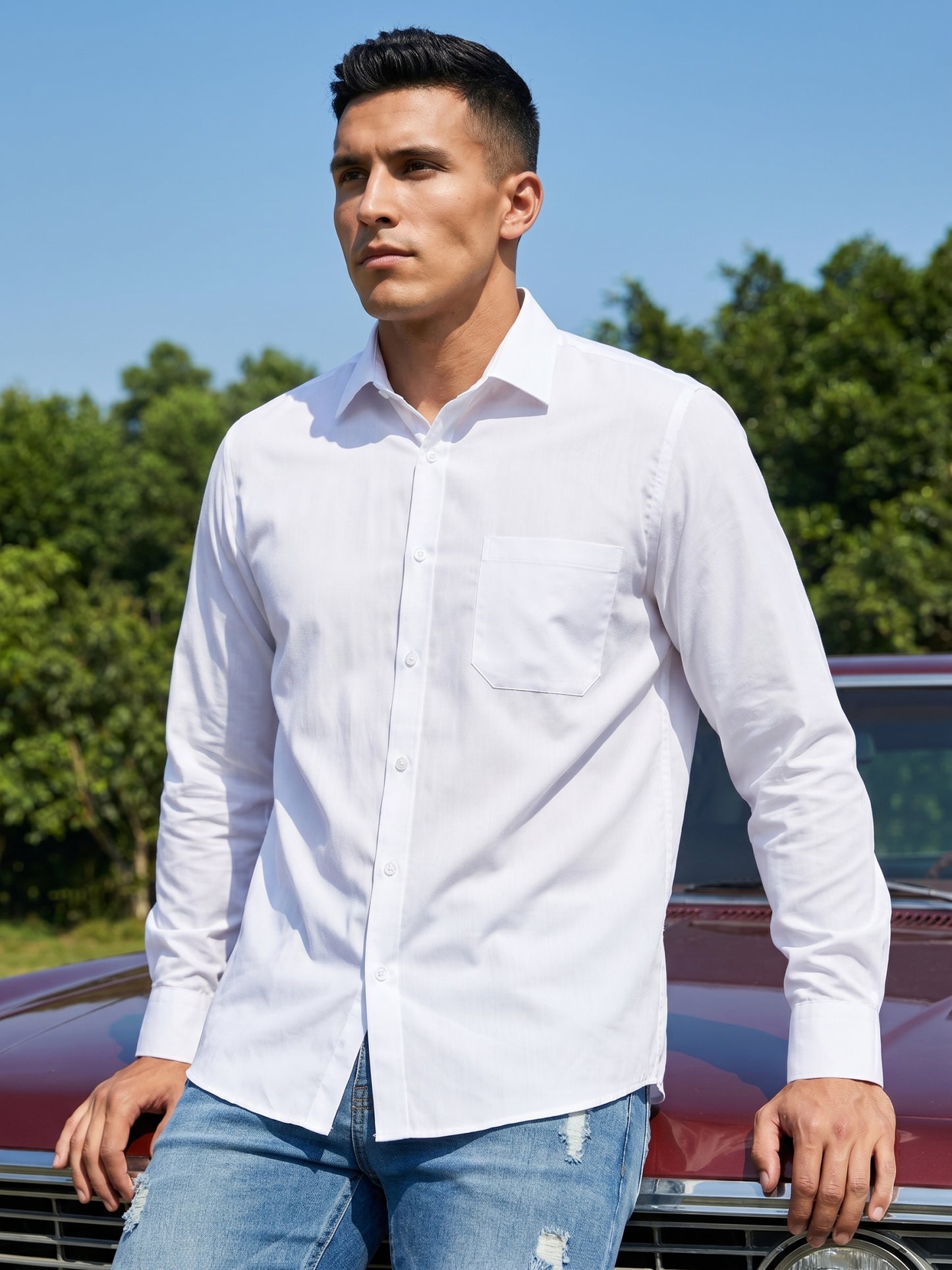 Cotton Solid Casual Shirt for Mens. ( RDSH 361White )