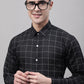 Men's Black Cotton Checked Formal Shirt