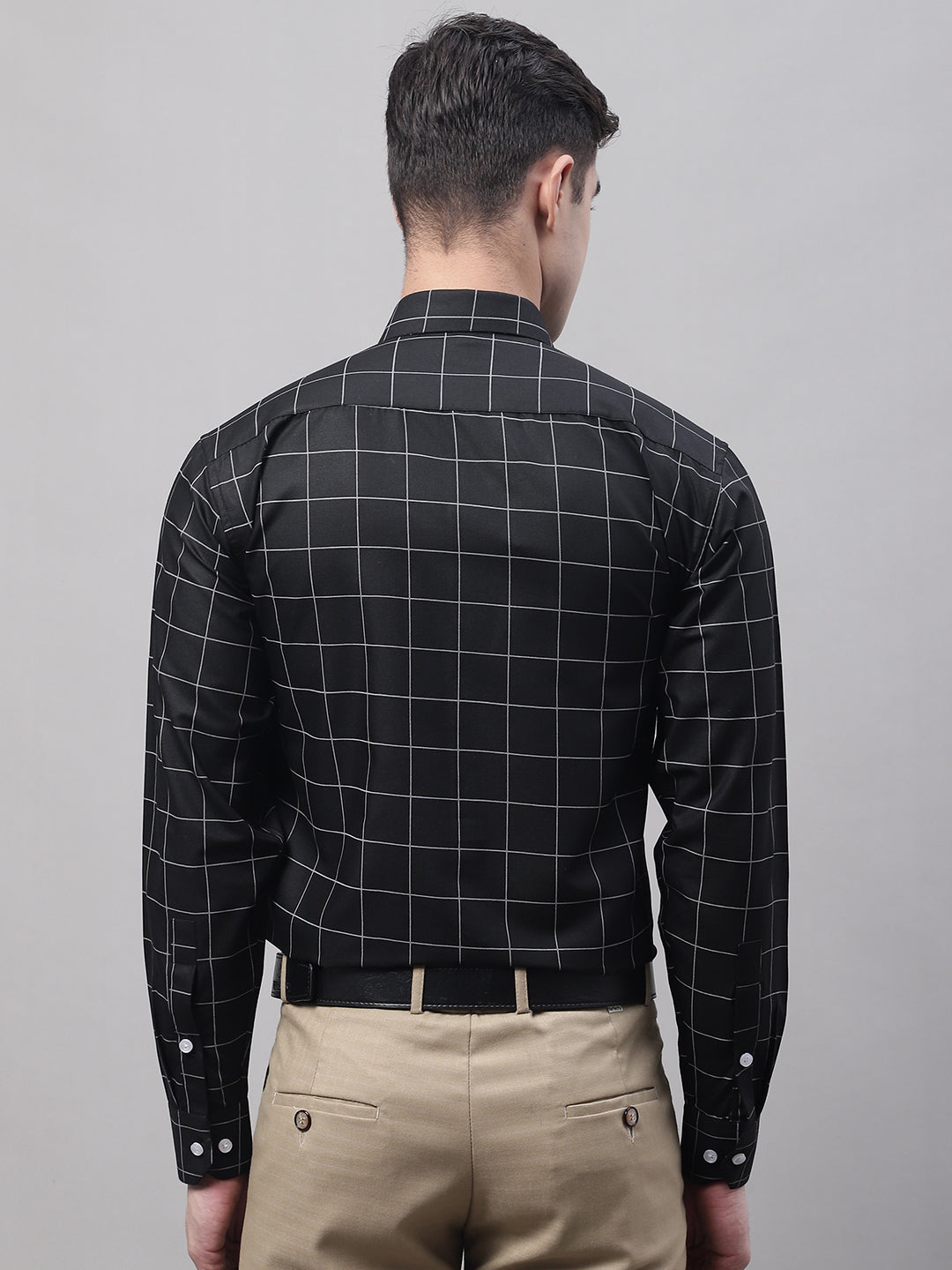 Men's Black Cotton Checked Formal Shirt