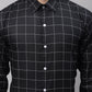 Men's Black Cotton Checked Formal Shirt