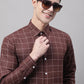 Men's Brown Cotton Checked Formal Shirt