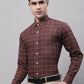 Men's Brown Cotton Checked Formal Shirt