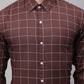 Men's Brown Cotton Checked Formal Shirt