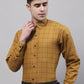 Men's Mustard Cotton Checked Formal Shirt