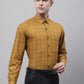 Men's Mustard Cotton Checked Formal Shirt