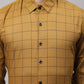 Men's Mustard Cotton Checked Formal Shirt