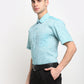 Indian Needle Green Men's Solid Cotton Half Sleeves Formal Shirt